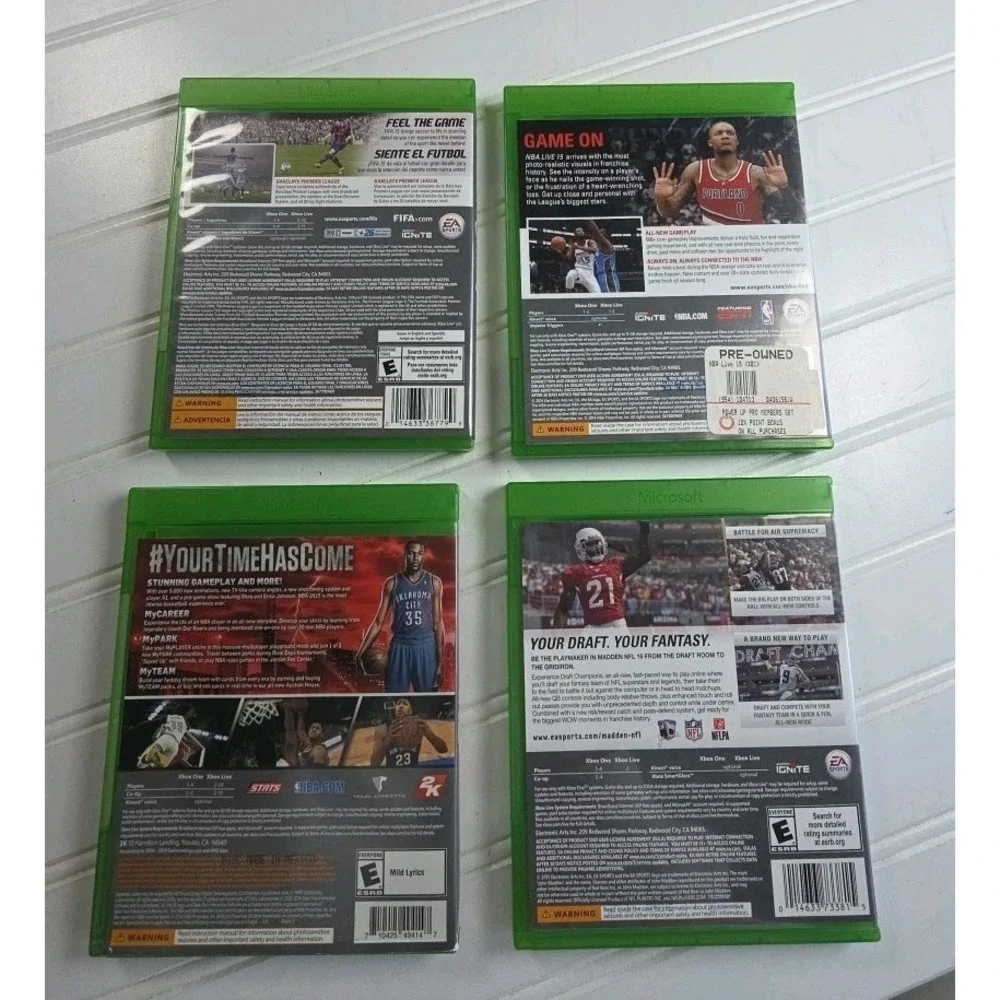 Xbox One Sports Games Lot OF 4 FIFA 15, MADDEN‎ 16, NBA 2K15, NBA LIVE 15